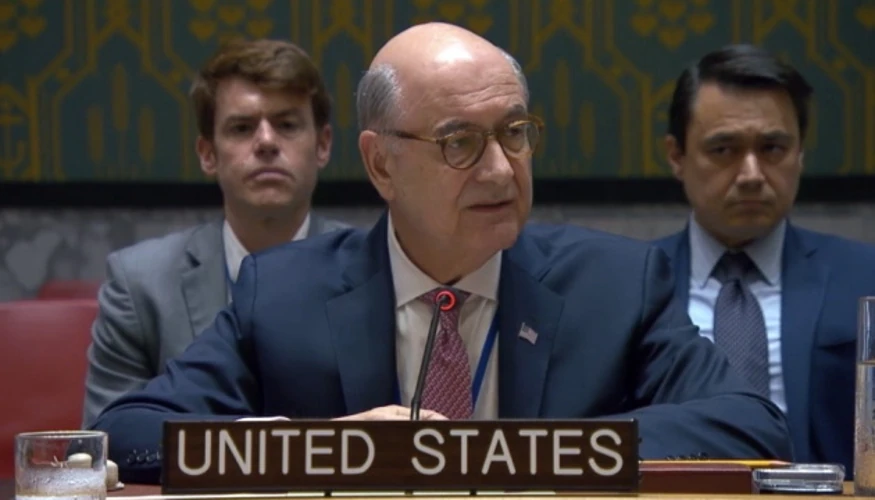 Заступник постійного представника США при ООН Ден Негреа під час виступу на засіданні Ради Безпеки ООН 24 серпня 2026 року