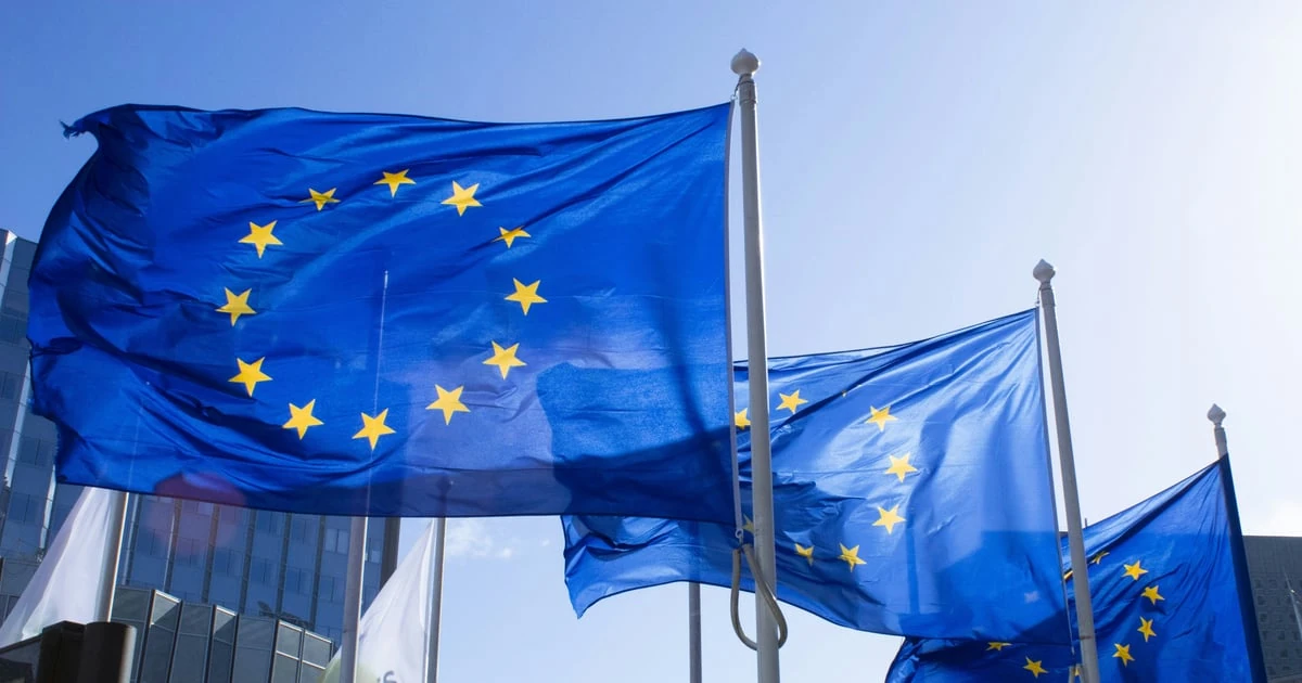 Прапори ЄС на тлі переговорного процесу про вступ України до Європейського Союзу